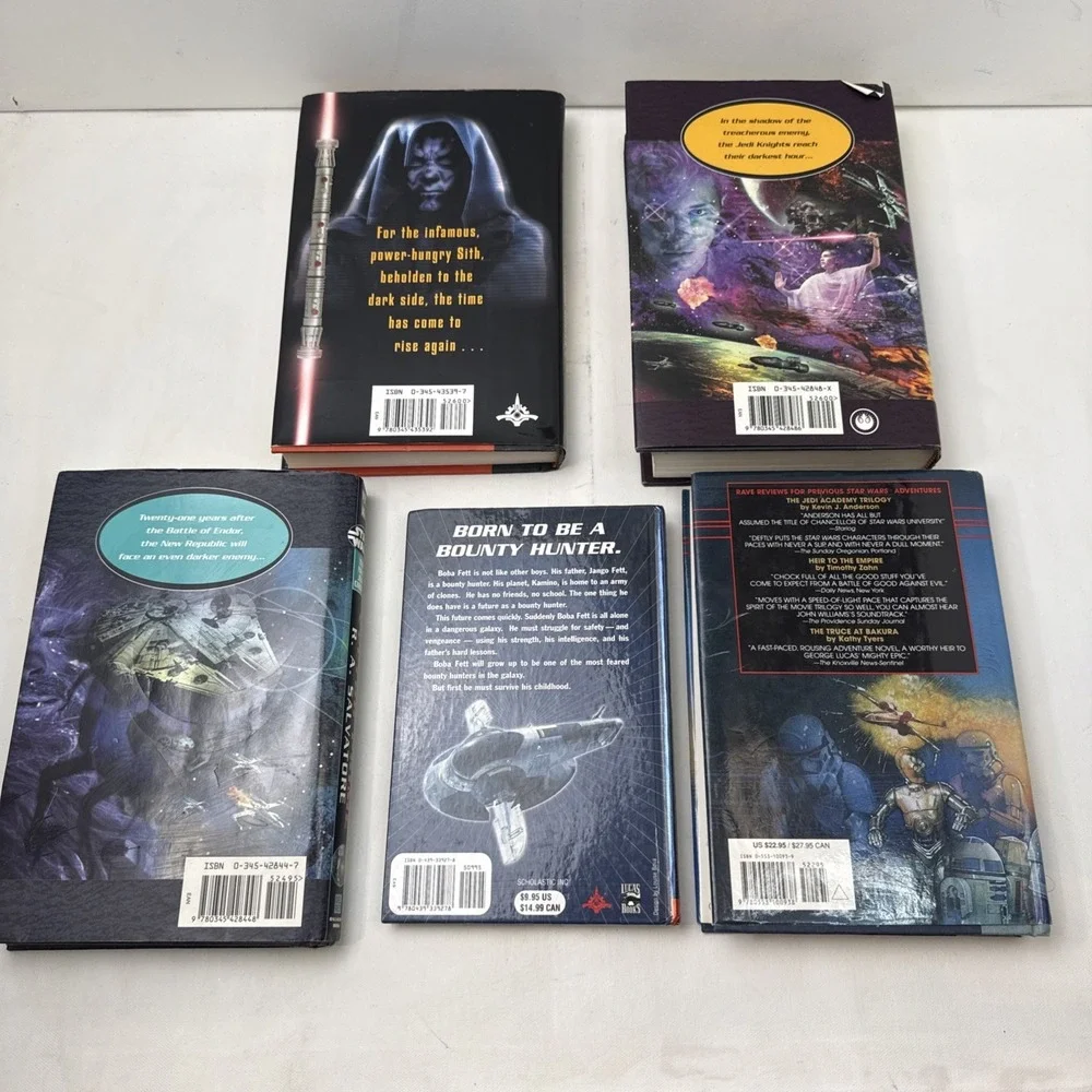 Books‎ Star Wars 5 Lot DARTH M,SHADOW H, 2 New Jedi Order ,New Rebel,Boba,Hcover